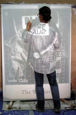 Lia and outlining Worker panel from Porto-Loteria